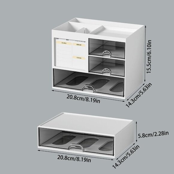 Desk Organizer with 4 Drawer, Multi-Functional Pen Holder for Desk, Desktop Orga - Picture 6 of 8